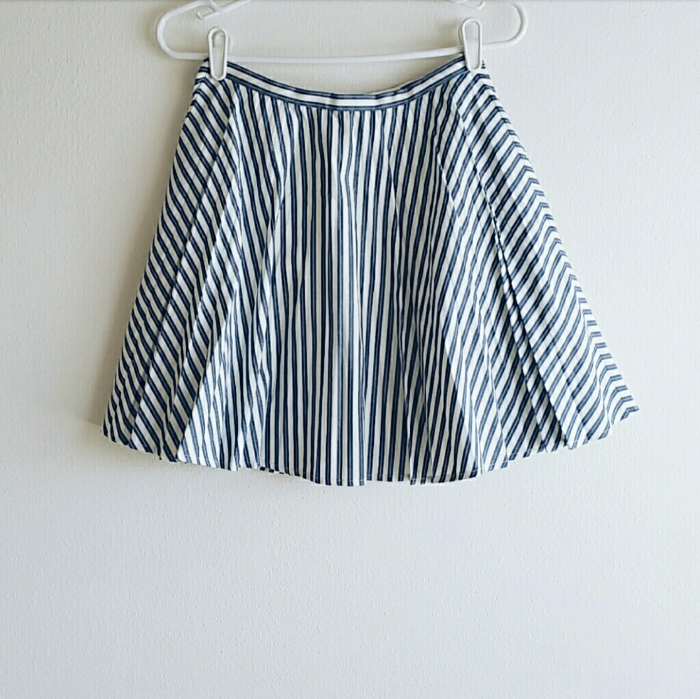 J. Crew Striped Flared Pleated Mini Skirt Size 00